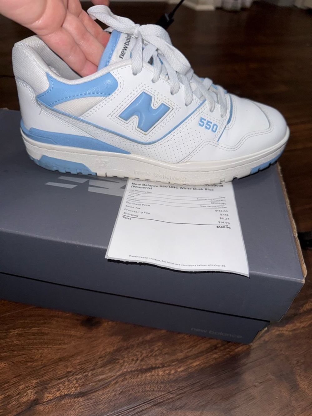 New Balance 550 UNC White Dusk Blue Womens